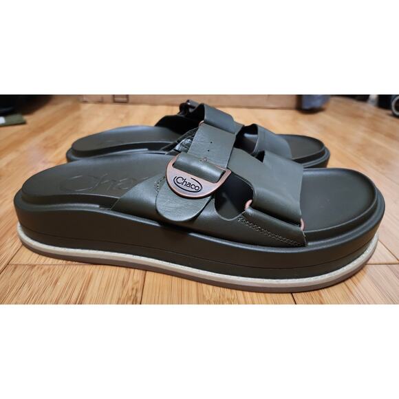 Chaco Townes Slide Midform JCH109586 Women's Size 10 Olive Green Leather Sandals - Picture 1 of 7